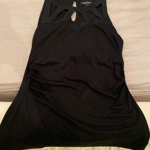 WHBM black cutout ruched side tank